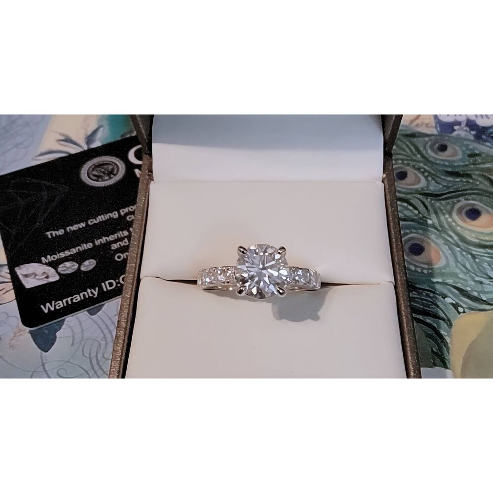 Gorgeous 3Ct. Round Cut & Channel Set Certified Moissanite Engagement Ring Sz 8